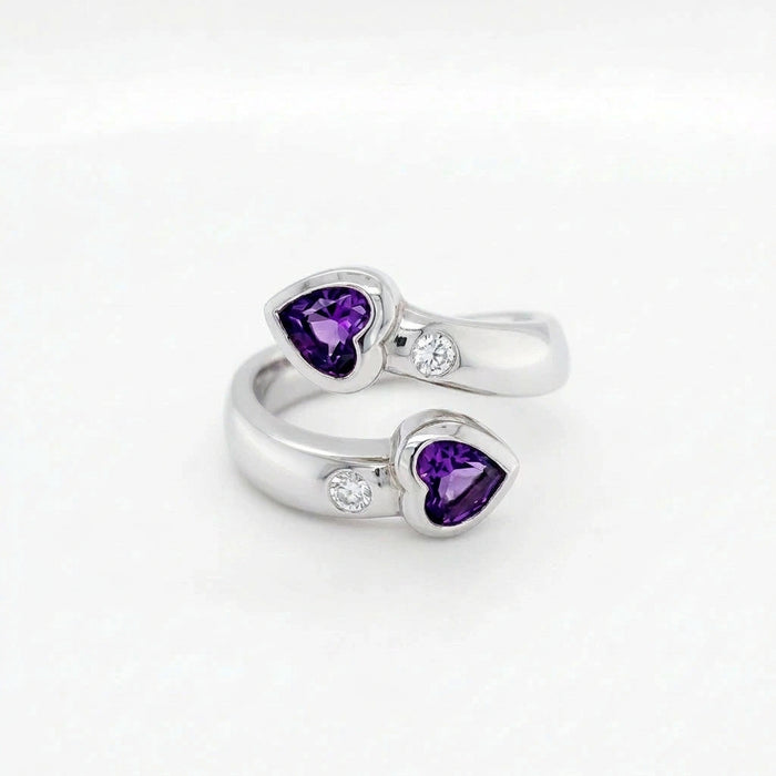 Double Heart Amethyst Ring | R6767