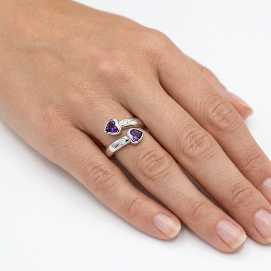 Double Heart Amethyst Ring | R6767