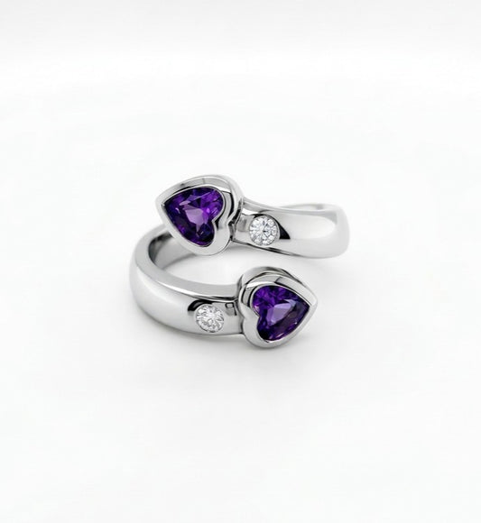 Double Heart Amethyst Ring | R6767