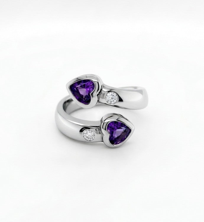 Double Heart Amethyst Ring | R6767