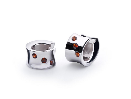 Garnet earrings in sterling silver, style E6435