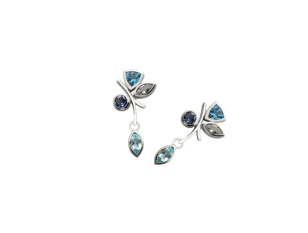 Amethyst and Blue Topaz earrings in sterling silver, style E5540 - view 4