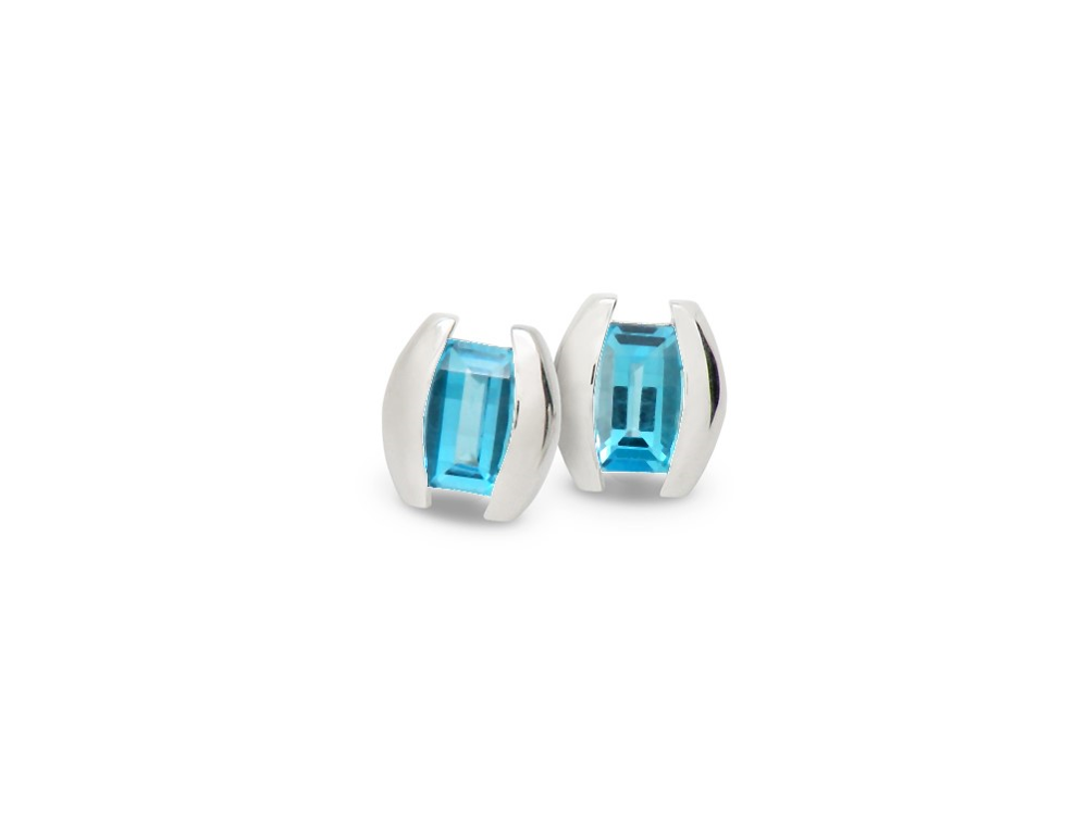 Bar Cut Gemstone Earring E5430 - E5430 Blue Topaz - Earring