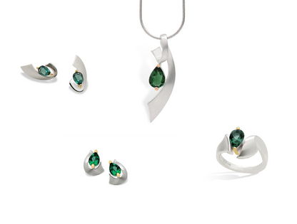 Blue Topaz and Green Quartz jewelry set in sterling silver