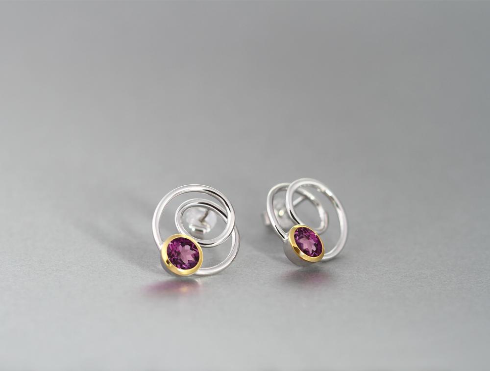 Amethyst and Blue Topaz earrings in sterling silver, style E7798 - view 2