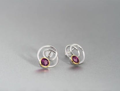 Amethyst and Blue Topaz earrings in sterling silver, style E7798 - view 2