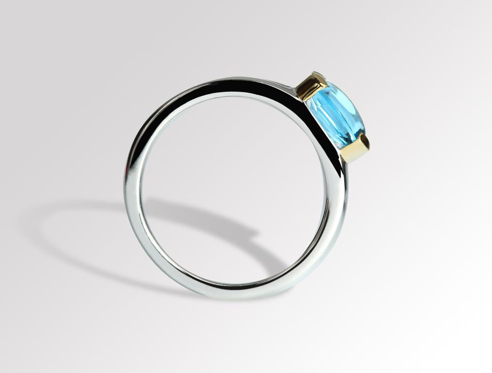 Amethyst and Blue Topaz ring in sterling silver, style R6096
