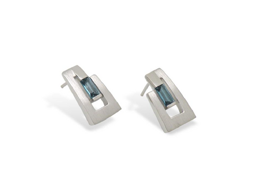 Contemporary Gemstone Earring E9360 - E9360 London Blue Topaz - Earring