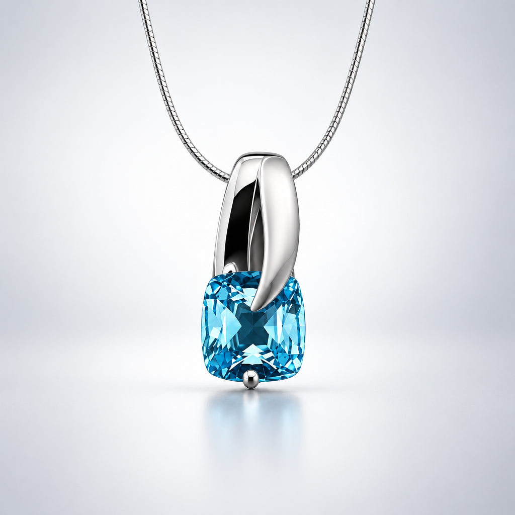 Amethyst and Blue Topaz pendant in sterling silver, style P6128 - view 4