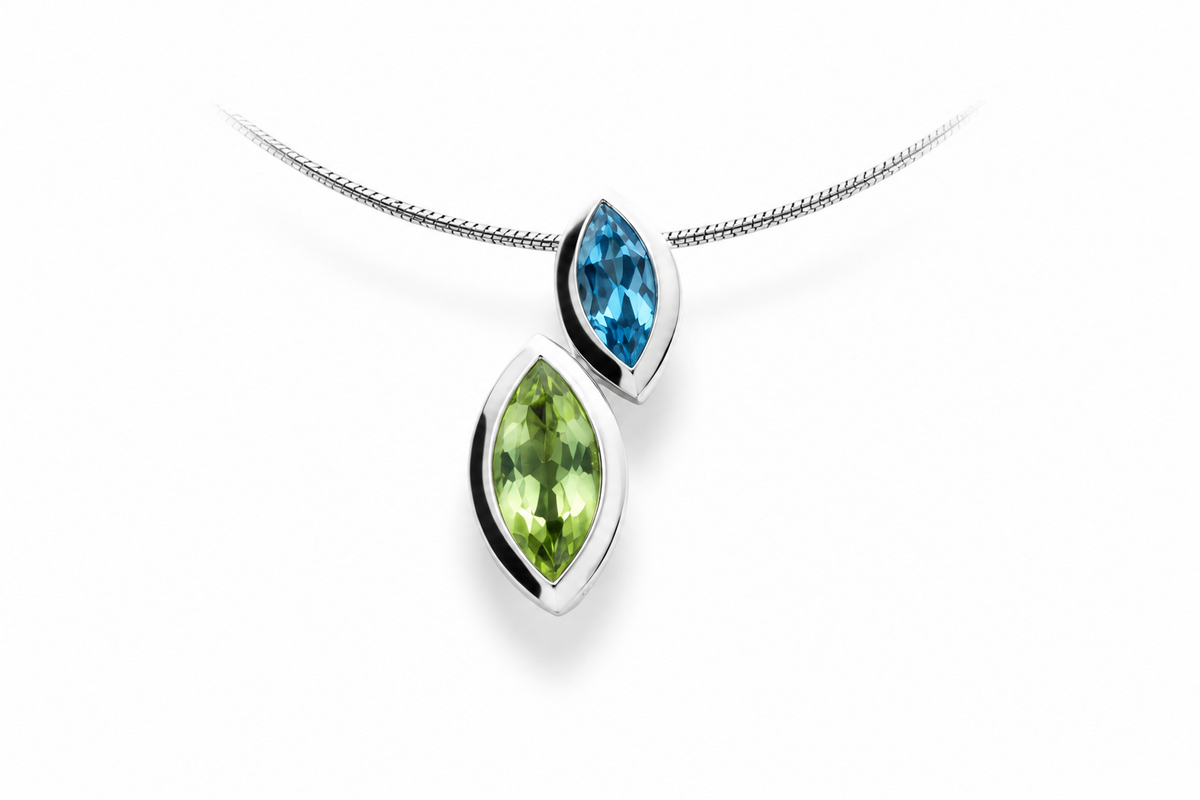 Marquise Cut Gemstone Pendant in 925 Sterling Silver | P3916 - view 5