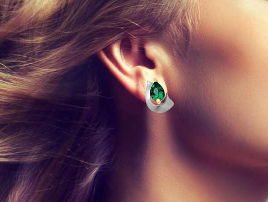 Pear Shape Gemstone Earring E9300 - E9300 Green Quartz - Earring