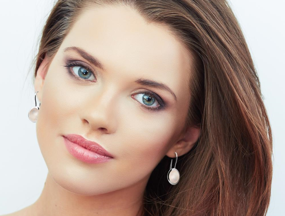 Rose Quartz earrings in sterling silver, style E5492 - view 2