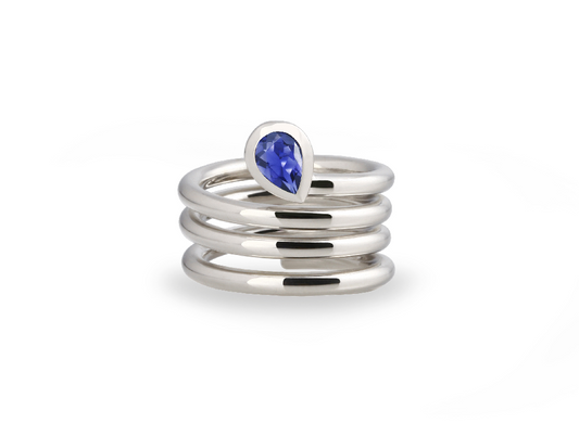 Amethyst and Blue Topaz ring in sterling silver, style R4051