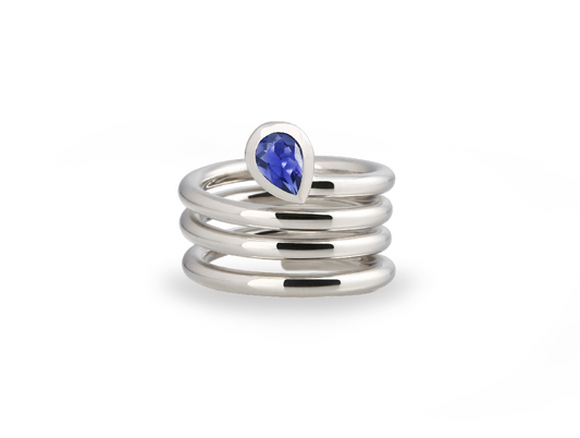 Spiral Gemstone Ring R4051Ss - R4051 Blue Topaz - Ring