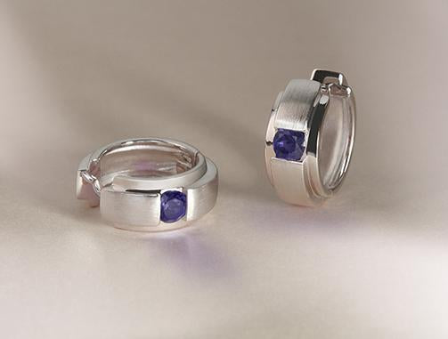 Garnet and Blue Topaz earrings in sterling silver, style E2095 - view 2