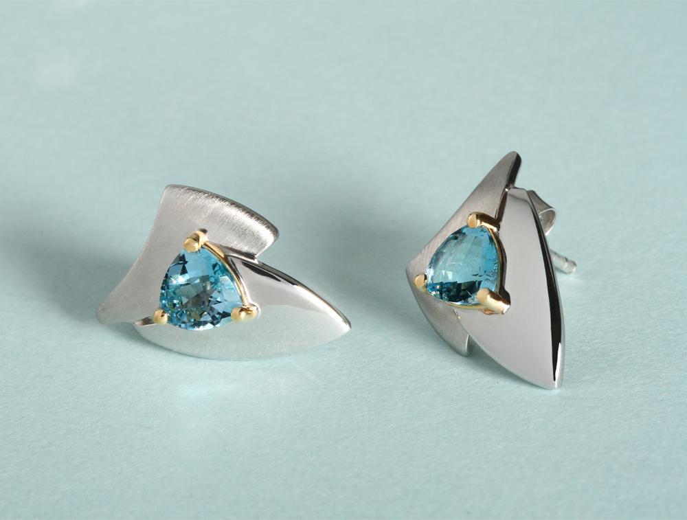 Amethyst and Blue Topaz earrings in sterling silver, style E7823