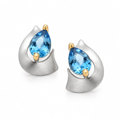 Amethyst and Blue Topaz earrings in sterling silver, style E9300 - view 4
