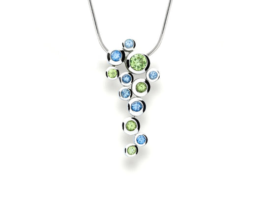 Small Bubbles Pendant P4538 - P4538 Blue Topaz / Peridot - Pendant
