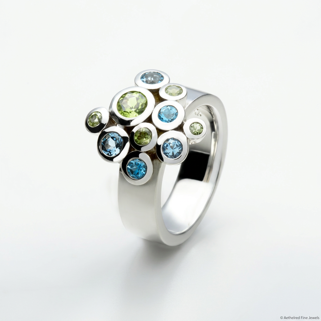 Amethyst and Blue Topaz ring in sterling silver, style R4511 - view 3