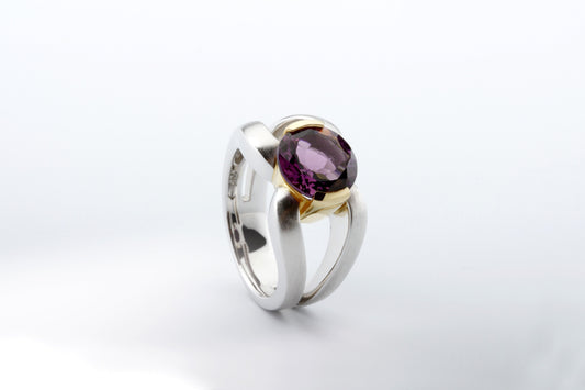 Amethyst and Garnet ring in sterling silver, style R5831 - view 3
