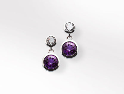 Amethyst and Blue Topaz earrings in sterling silver, style E5302