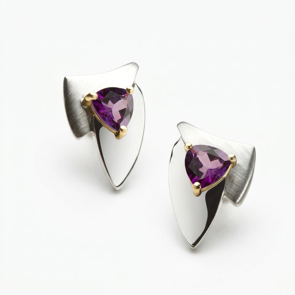 Amethyst and Blue Topaz earrings in sterling silver, style E7823 - view 3