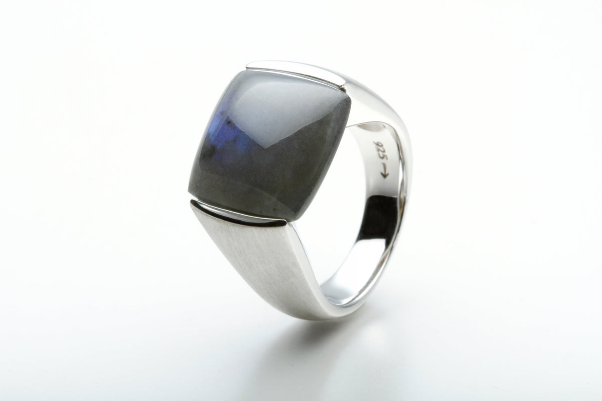 Labradorite and Lapis Lazuli ring in sterling silver, style R6100 - view 4