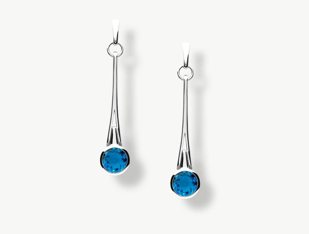 Green Amethyst and Amethyst earrings in sterling silver, style E7801 - view 4
