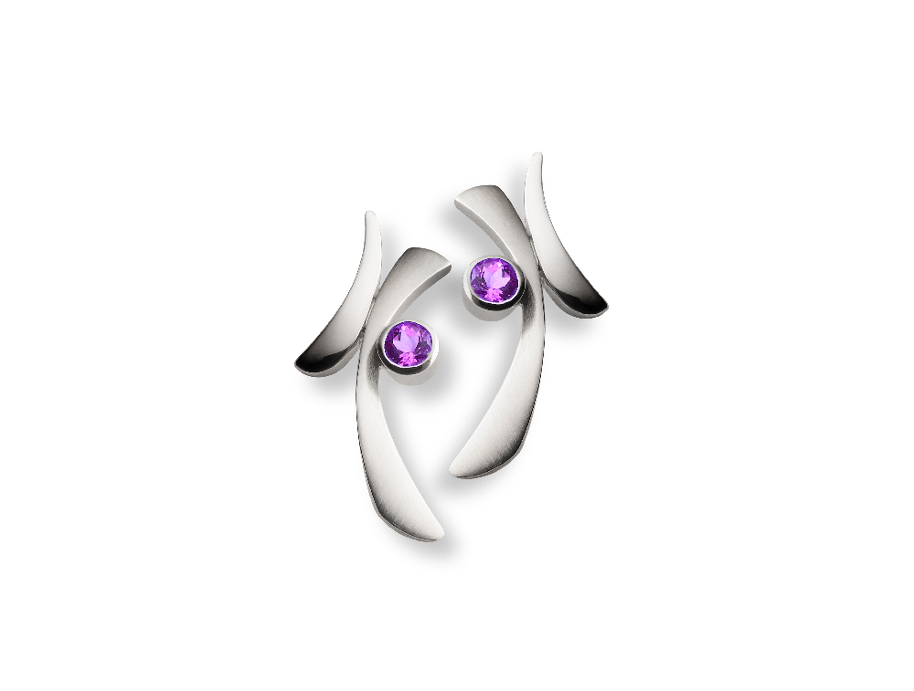 Amethyst and Blue Topaz earrings in sterling silver, style E7369