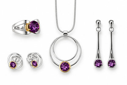 Amethyst and Blue Topaz jewelry set in sterling silver