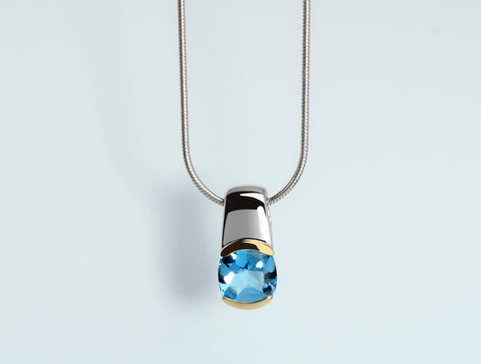 Amethyst and Blue Topaz pendant in sterling silver, style P2774