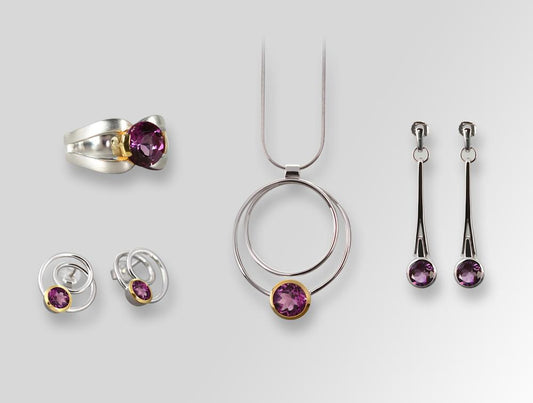 MODERN CIRCLE DESIGN AMETHYST SET - Charizzma Jewelry