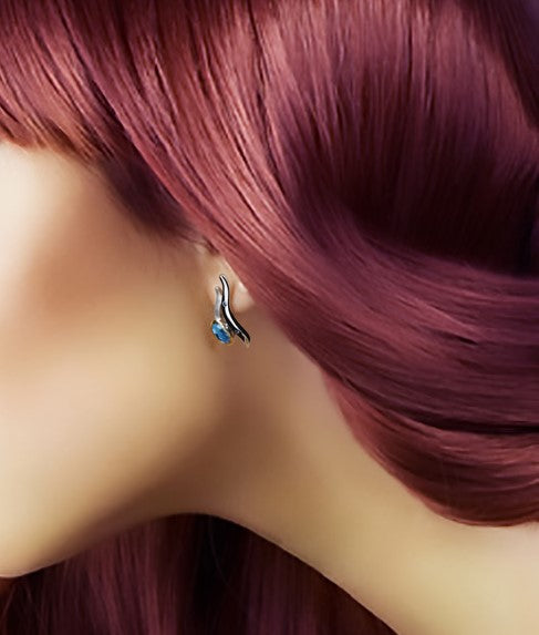 Amethyst and Blue Topaz earrings in sterling silver, style E7378 - view 2