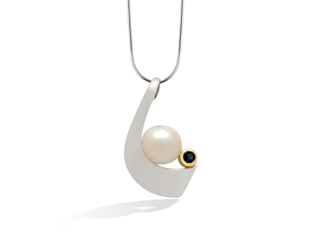 Iolite and Mabe Pearl pendant in sterling silver, style P7362 - view 2