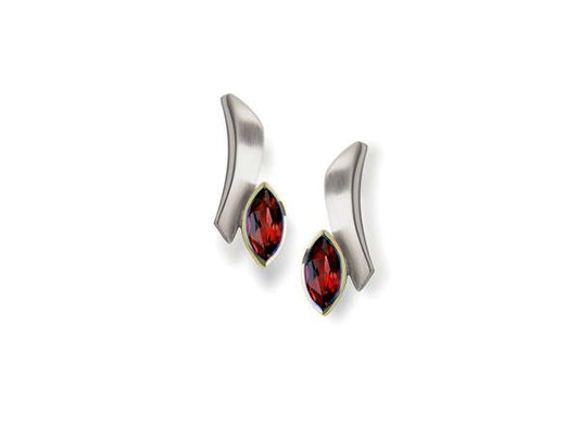 Blue Topaz and Garnet earrings in sterling silver, style E7351 - view 3