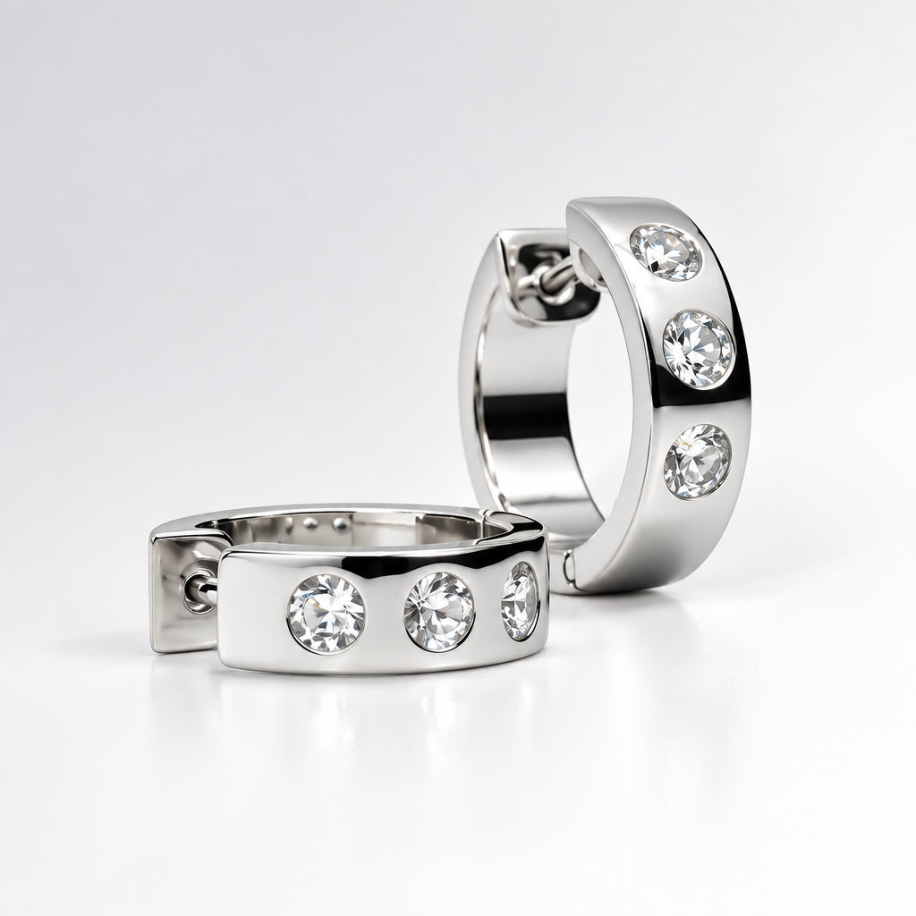 E1841 HINGED HOOP GEMSTONE HUGGIES - view 2