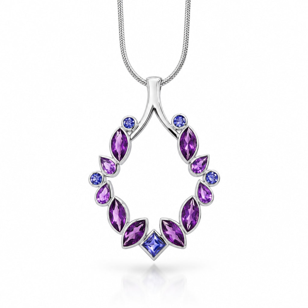 Amethyst and Iolite pendant in sterling silver, style P16518 - view 3