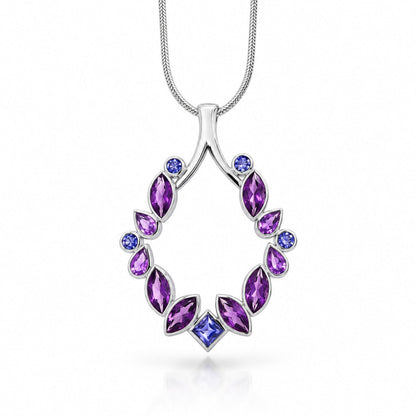 Amethyst and Iolite pendant in sterling silver, style P16518 - view 3