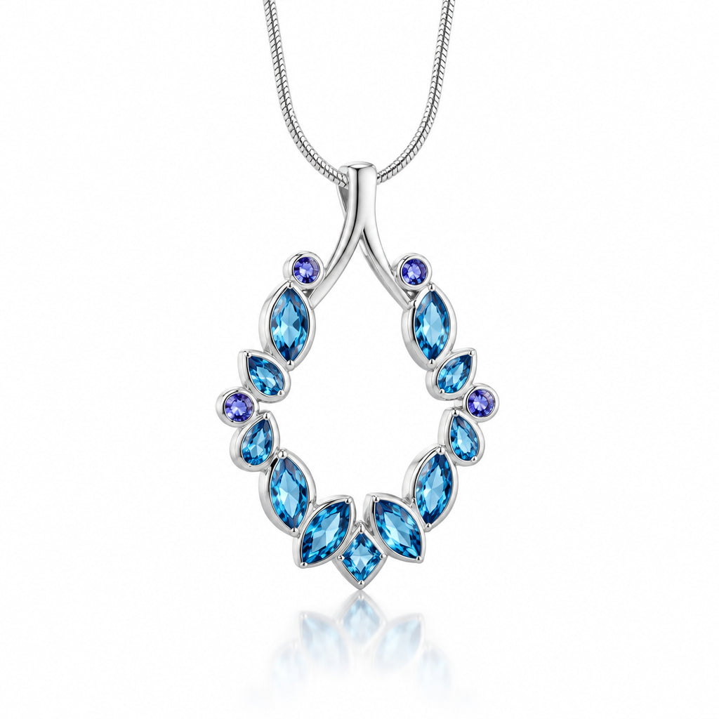 Blue Topaz and Tanzanite pendant in sterling silver, style P16518