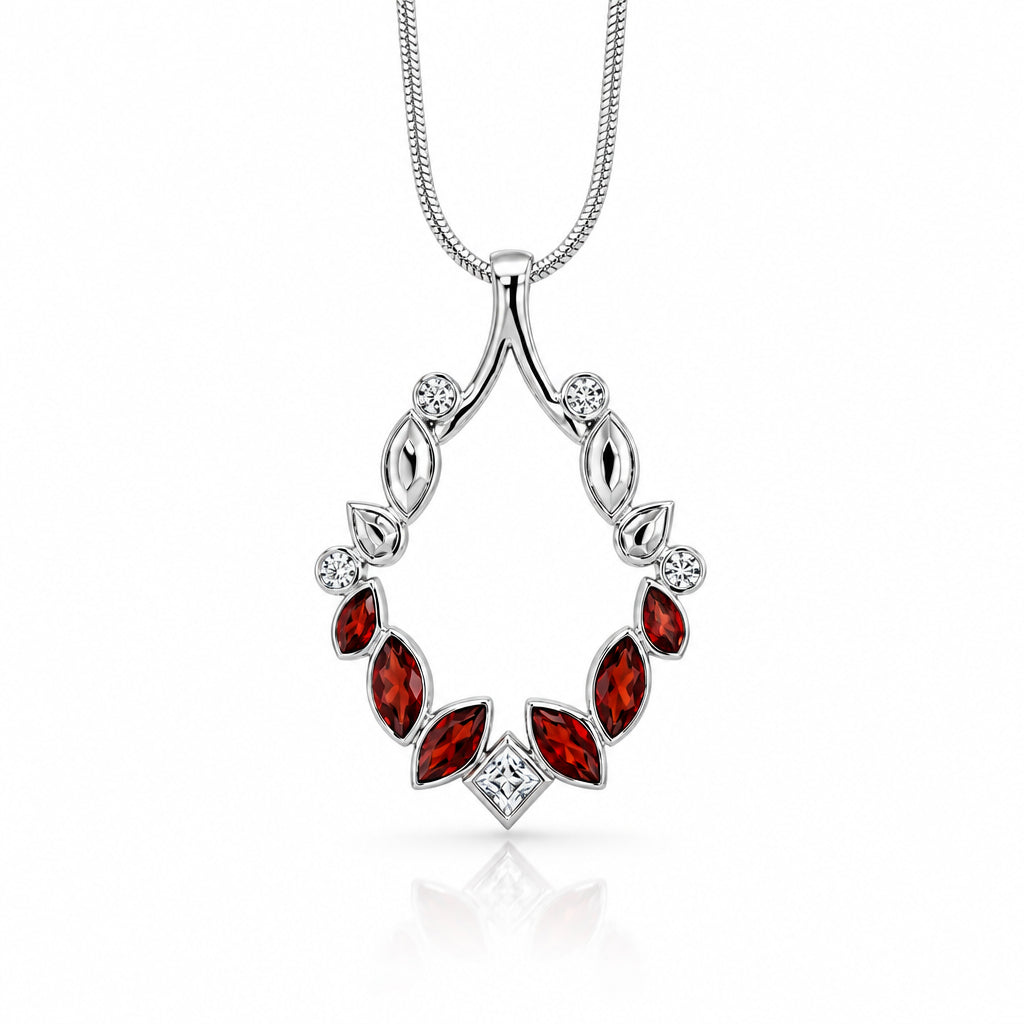 Garnet and White Topaz pendant in sterling silver, style P16518 - view 2
