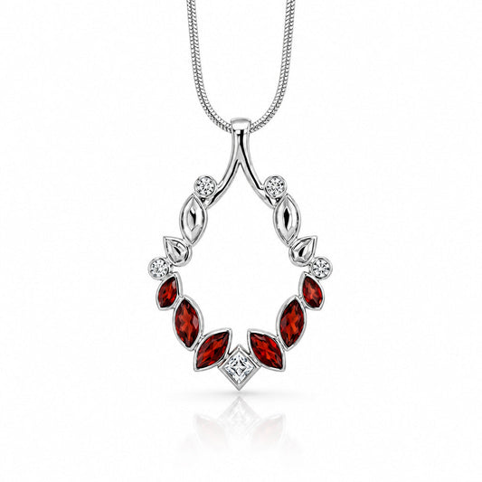 Garnet and White Topaz pendant in sterling silver by Joryel Vera, style P16518 - view 2