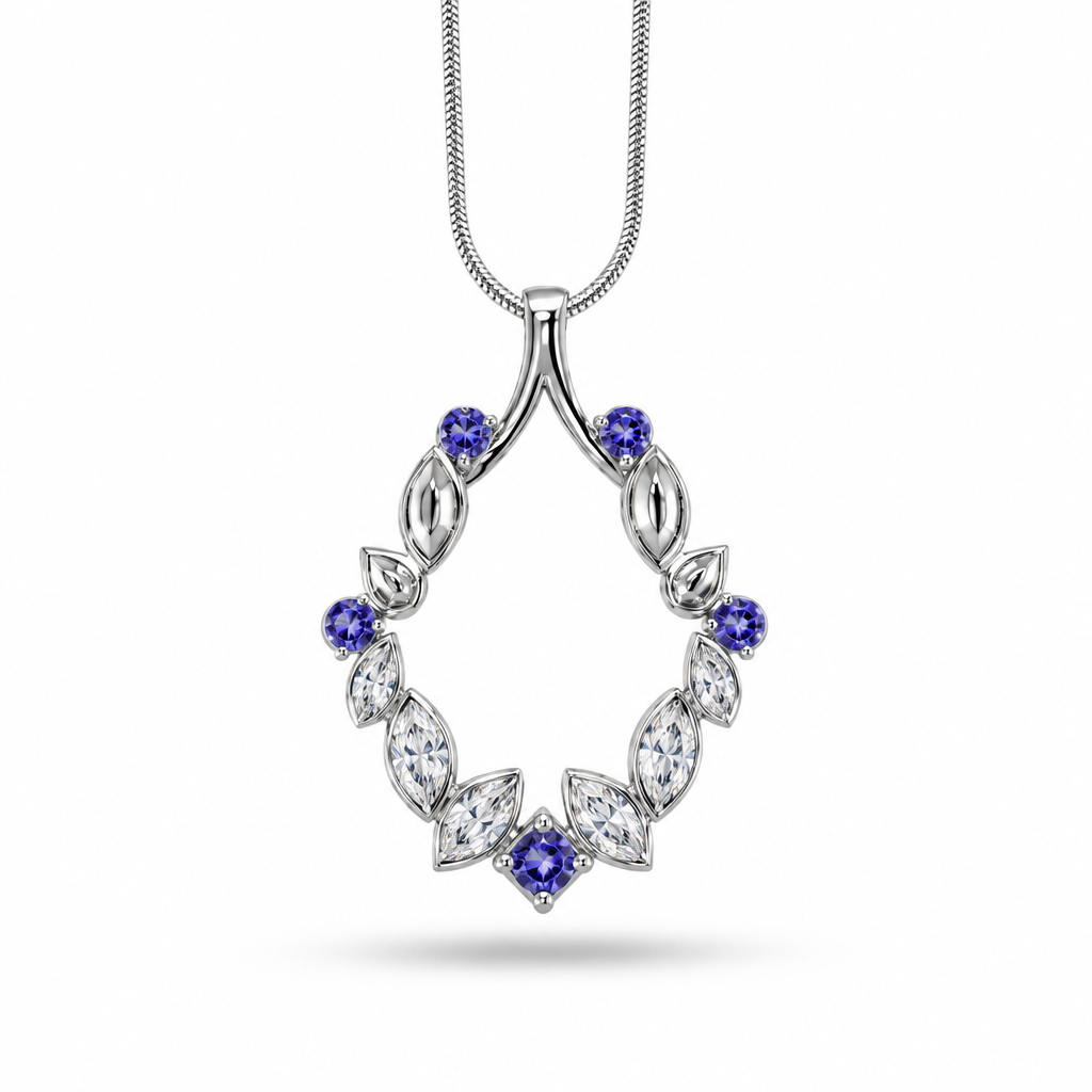 Multi Gemstone Pendant in 925 Sterling Silver | P16518 - view 5