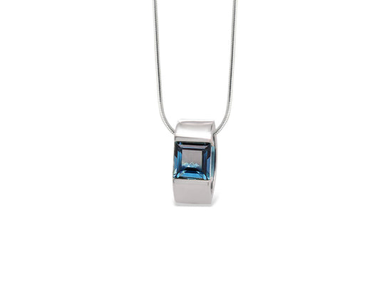 Green Quartz and London Blue Topaz pendant in sterling silver, style P3803
