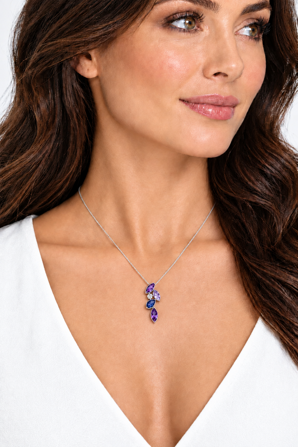 Multi Gemstone Pendant in 925 Sterling Silver | P3843 - view 2
