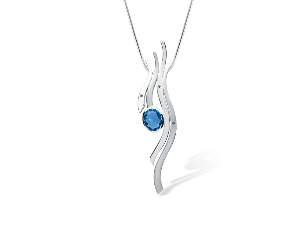 Amethyst and Blue Topaz pendant in sterling silver, style P6115 - view 5