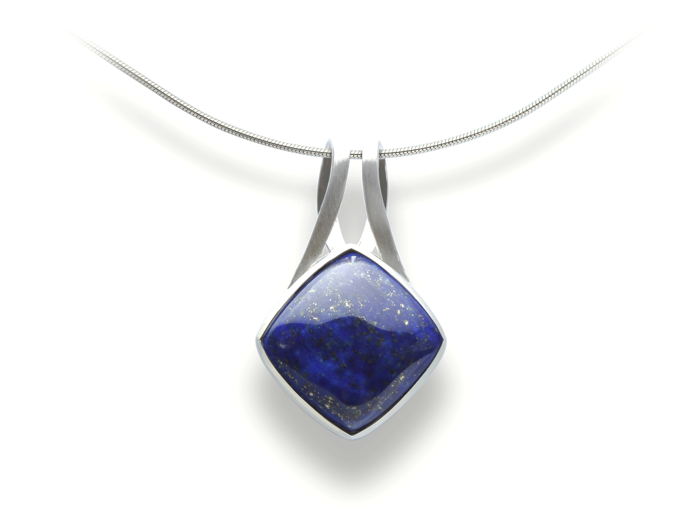 Lapis Lazuli and Rose Quartz pendant in sterling silver, style P6474 - view 2