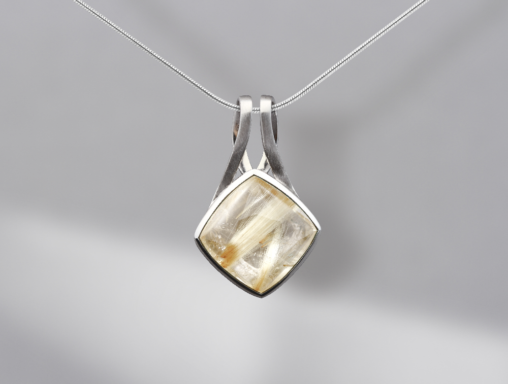 Lapis Lazuli and Rose Quartz pendant in sterling silver, style P6474 - view 3