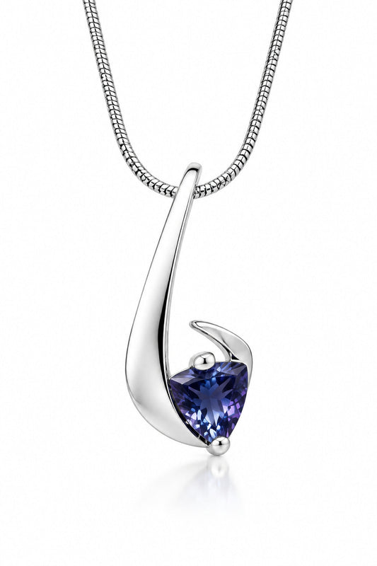 Blue Topaz and Iolite pendant in sterling silver, style P7311 - view 4
