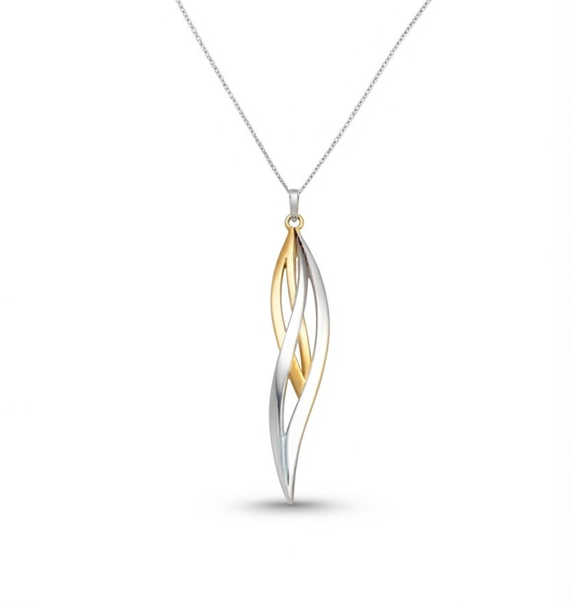 Two Tone Silver and Gold Pendant in 925 Sterling Silver | P7335