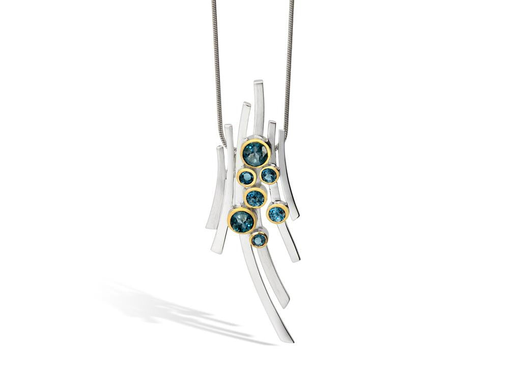 Amethyst and Blue Topaz pendant in sterling silver, style P7354 - view 3